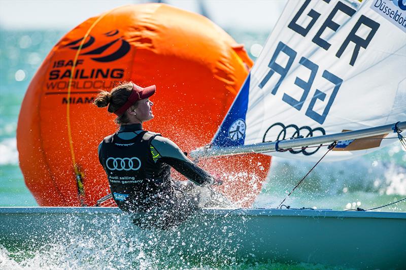 Constance Stolz on day 3 at ISAF Sailing World Cup Miami photo copyright Walter Cooper / US Sailing taken at Coconut Grove Sailing Club and featuring the ILCA 6 class