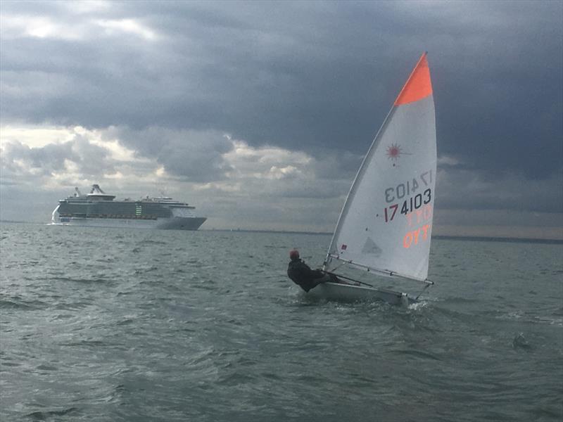 Joe during the Round the Island in a Laser for the Ocean Youth Trust South photo copyright Lou Wildblood taken at Hamble River Sailing Club and featuring the ILCA 6 class