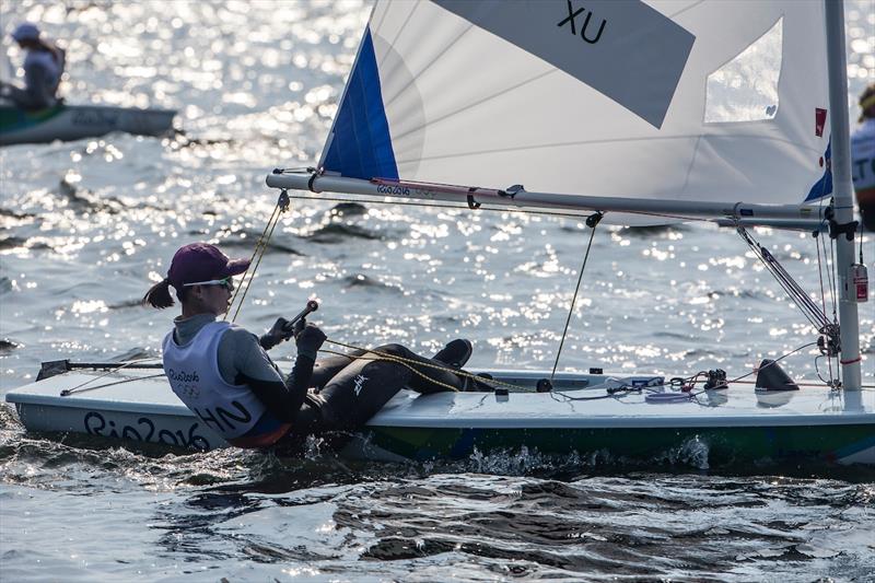 Lijia Xu on Day 1 of the Rio 2016 Olympic Sailing Regatta photo copyright Sailing Energy / World Sailing taken at  and featuring the ILCA 6 class