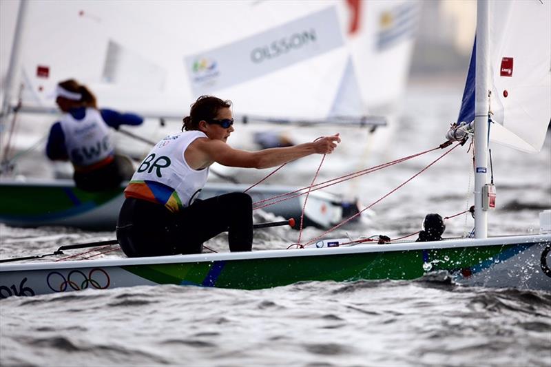 Alison Young on Day 1 of the Rio 2016 Olympic Sailing Regatta photo copyright Richard Langdon / British Sailing Team taken at  and featuring the ILCA 6 class