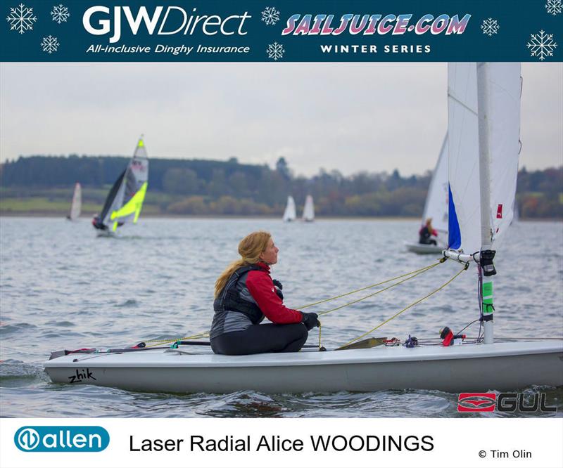 Alice Woodings is currently GUL Top Lady photo copyright Tim Olin / www.olinphoto.co.uk taken at Grafham Water Sailing Club and featuring the ILCA 6 class