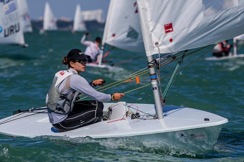 Vasileia Karachaliou (GRE) on day 1 of World Cup Series Miami photo copyright Jesus Renedo / Sailing Energy / World Sailing taken at Coconut Grove Sailing Club and featuring the ILCA 6 class