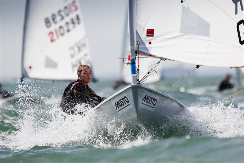 Chloe Barr on day 3 of the RYA Youth Nationals photo copyright Paul Wyeth / RYA taken at Hayling Island Sailing Club and featuring the ILCA 6 class