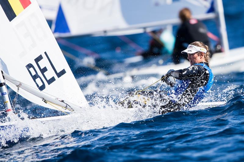 Evi Van Acker in the Laser Radial on World Cup Hyères day 4 photo copyright Pedro Martinez / Sailing Energy / World Sailing taken at COYCH Hyeres and featuring the ILCA 6 class