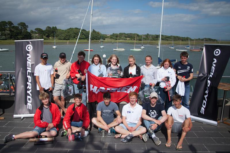 Prize winners on the club balcony after the Royal Lymington Yacht Club Youth Laser Open - photo © Christine Spreiter