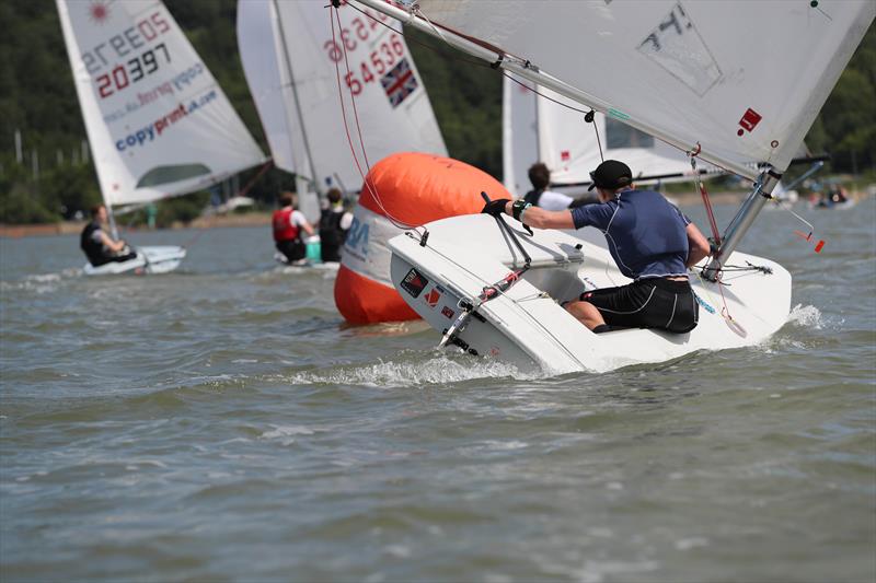 Alex Head roll gybes in pursuit of the leading pack during the KSSA Mid-Summer Regatta 2019 at Medway YC photo copyright Jon Bentman taken at Medway Yacht Club and featuring the ILCA 6 class