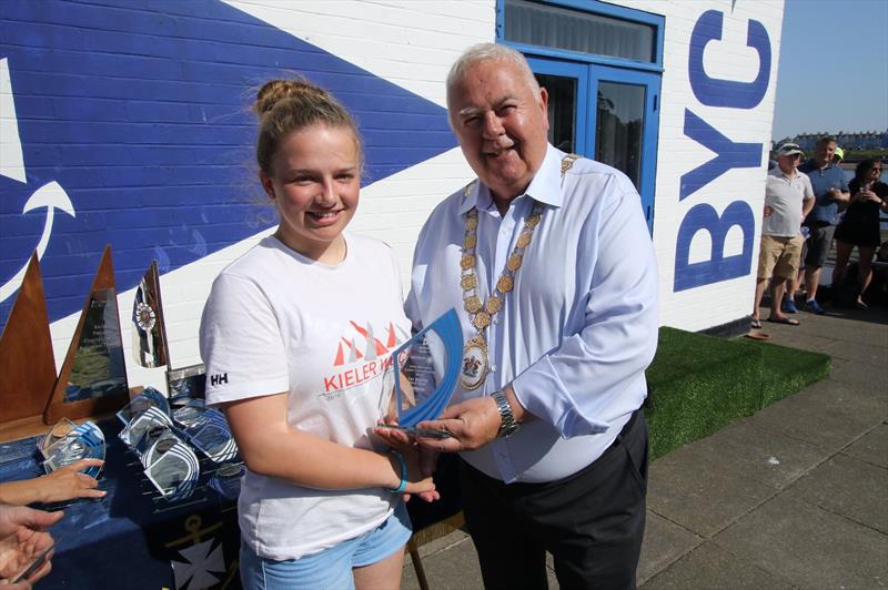 Irish Laser National Championships 2019 Prize Giving - 1st Radial Girl Clare Gorman photo copyright Simon McIlwaine / www.wavelengthimage.com taken at Ballyholme Yacht Club and featuring the ILCA 6 class