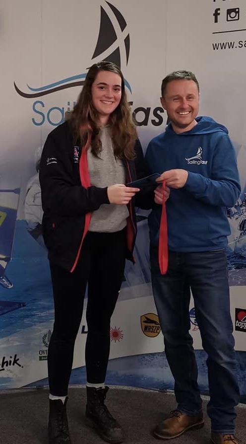 UKLA Sailingfast Youth Series: Christine Wood (1st Radial Girl) with SailingFast's Duncan Hepplewhite photo copyright UKLA taken at  and featuring the ILCA 6 class