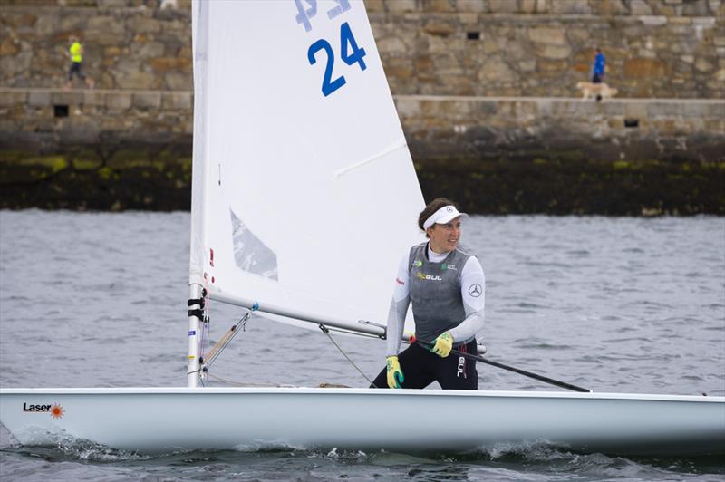 Olympic Silver medallist Annalise Murphy and fellow Toyko contender Aoife Hopkins in action on Dun Laoghaire Harbour photo copyright David Branigan / Oceansport taken at  and featuring the ILCA 6 class