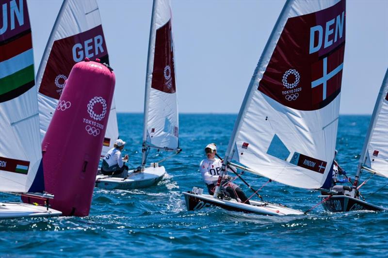 Anne-Marie Rindom (DEN) in the Women's ILCA 6 on Tokyo 2020 Olympic Sailing Competition Day 1 photo copyright Sailing Energy / World Sailing taken at  and featuring the ILCA 6 class