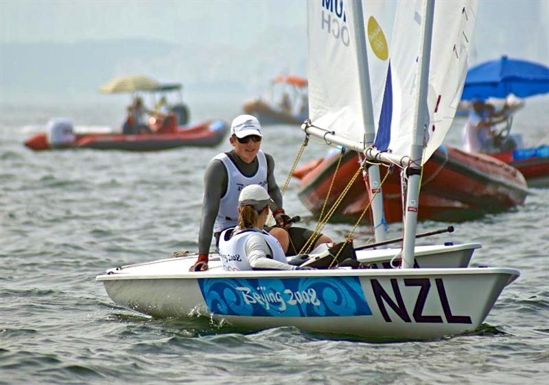 Jo Aleh (Laser Radial) and Andrew Murdoch (Laser) - Qingdao Olympic Regatta 2008 photo copyright Richard Gladwell taken at  and featuring the ILCA 6 class