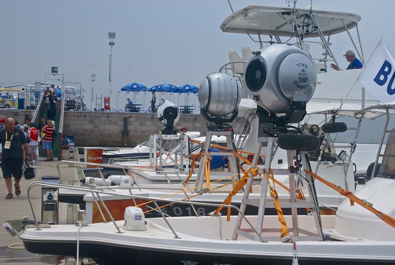 Sailing is one of the most expensive Olympic Events to cover - and one of the least watched - camera boats Qingdao Olympic Regatta 2008 photo copyright Richard Gladwell taken at  and featuring the ILCA 6 class