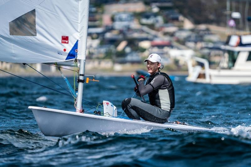Frazer Brew (Laser Radial, QLD) - Day 2, Australian Youth Championships 2019 photo copyright Beau Outteridge taken at Royal Yacht Club of Tasmania and featuring the ILCA 6 class
