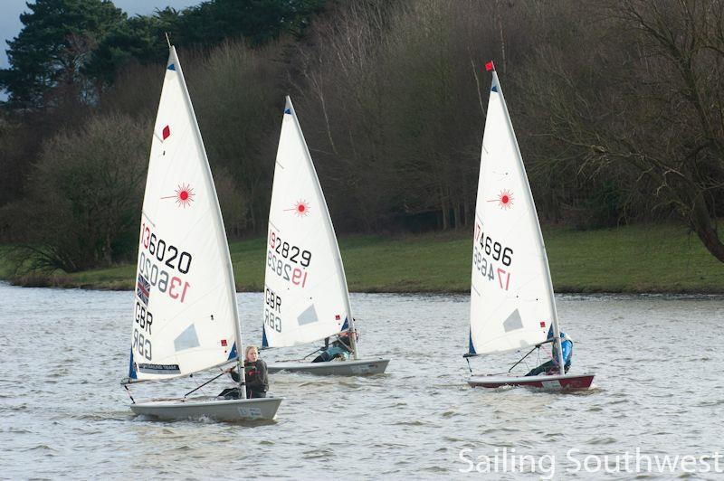 Kelsey Green, Max Robertson, Max Richards in the Sutton Bingham Icicle - part of the Sailing Southwest Winter Series photo copyright Lottie Miles taken at Sutton Bingham Sailing Club and featuring the ILCA 6 class