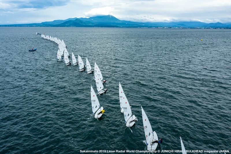 Just after a start on day 3 of the ILCA Laser Radial World Championships in Japan photo copyright Junichi Hirai / Bulkhead Magazine Japan taken at  and featuring the ILCA 6 class