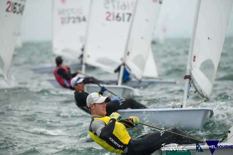 Matt Wearn on the way to his fifth Australian Laser title photo copyright Jon West Photography taken at Sandringham Yacht Club and featuring the ILCA 6 class