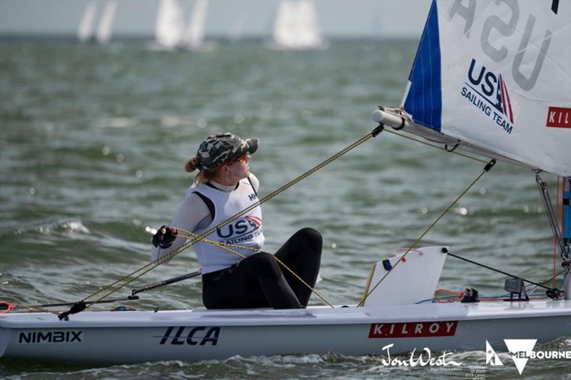 Paige Railey at the 2020 ILCA Women's Laser Radial World Championships, day 1 photo copyright Jon West Photography taken at  and featuring the ILCA 6 class