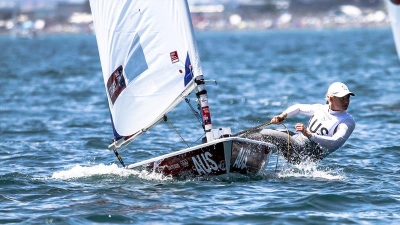 Tokyo2020 - Day 1 - July, 25 - Enoshima, Japan. Stransky (AUS) Laser Radial - Race 1 photo copyright Richard Gladwell - Sail-World.com / nz taken at Royal New Zealand Yacht Squadron and featuring the ILCA 6 class