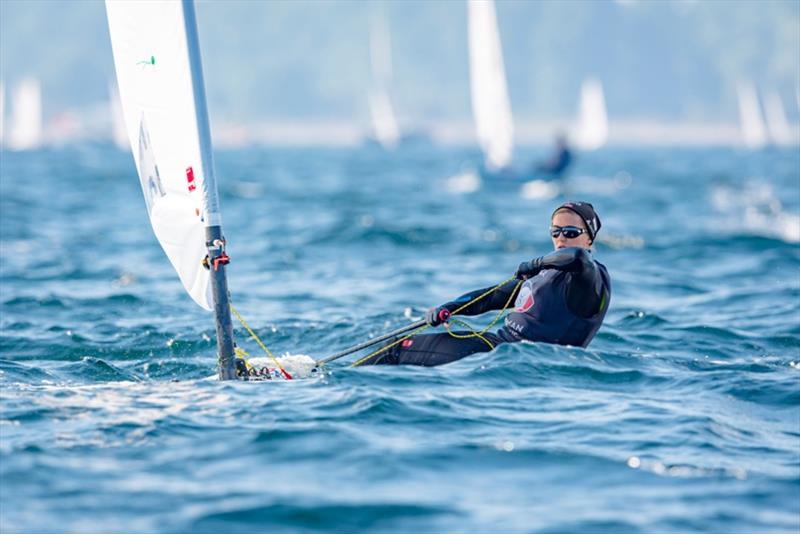 Julia Büsselberg delivered a strong opening day in the Olympic ILCA 6 class, finishing third overall photo copyright Sascha Klahn taken at Kieler Yacht Club and featuring the ILCA 6 class