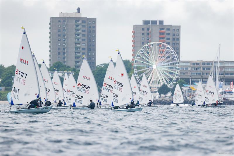 One of two open ILCA 6 fleets racing the media course covered by KielerWoche.TV in front of Kiel-Schilksee Olympic Center at Kiel Week - photo © ChristianBeeck.de / Kieler Woche