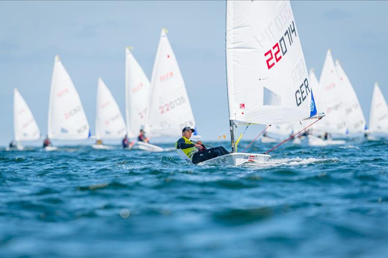 Kiel's Ole Schweckendiek on his way to Kiel Week overall victory in the ILCA 6 class photo copyright Sascha Klahn / Kieler Woche  taken at Kieler Yacht Club and featuring the ILCA 6 class