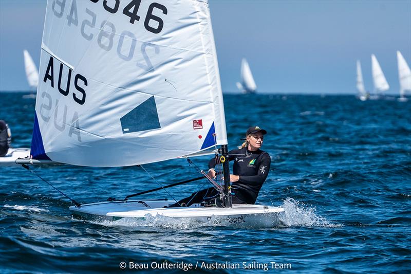 Mara Stransky (ILCA 6) competing at Kieler Woche in Kiel, Germany photo copyright by Beau Outteridge / Australian Sailing Team taken at  and featuring the ILCA 6 class