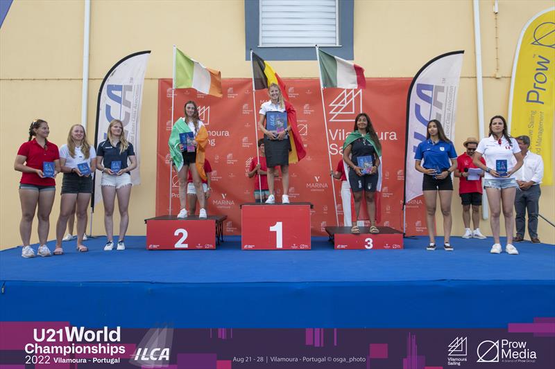 2022 ILCA U21 Worlds at Vilamoura, Portugal prize giving photo copyright osga_photo / Joao Costa Ferreira taken at Vilamoura Sailing and featuring the ILCA 6 class