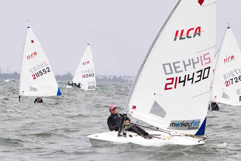 Zoe Thomson on day 2 of Sail Melbourne 2023 photo copyright Alex McKinnon taken at Royal Brighton Yacht Club and featuring the ILCA 6 class