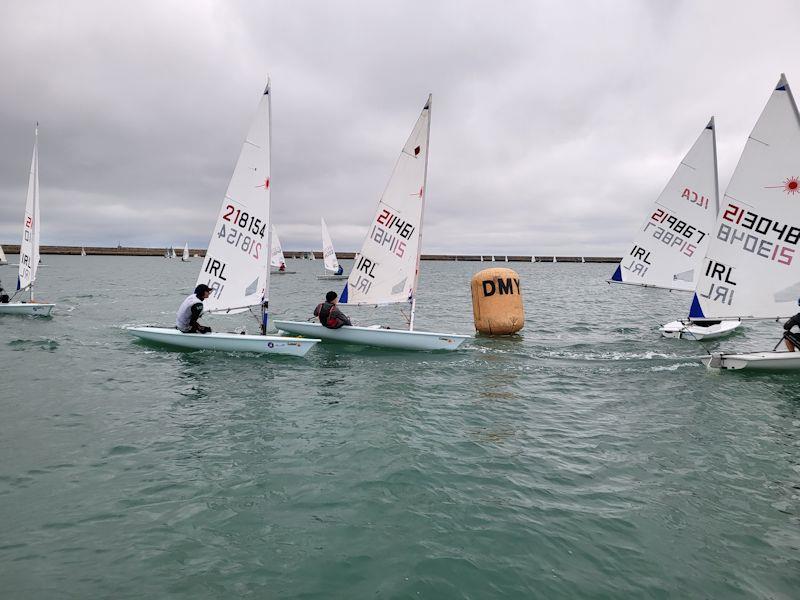 ILCA 6 weather mark action. - Viking Marine DMYC Frostbite Series 2 day 3 photo copyright Ian Cutliffe taken at Dun Laoghaire Motor Yacht Club and featuring the ILCA 6 class