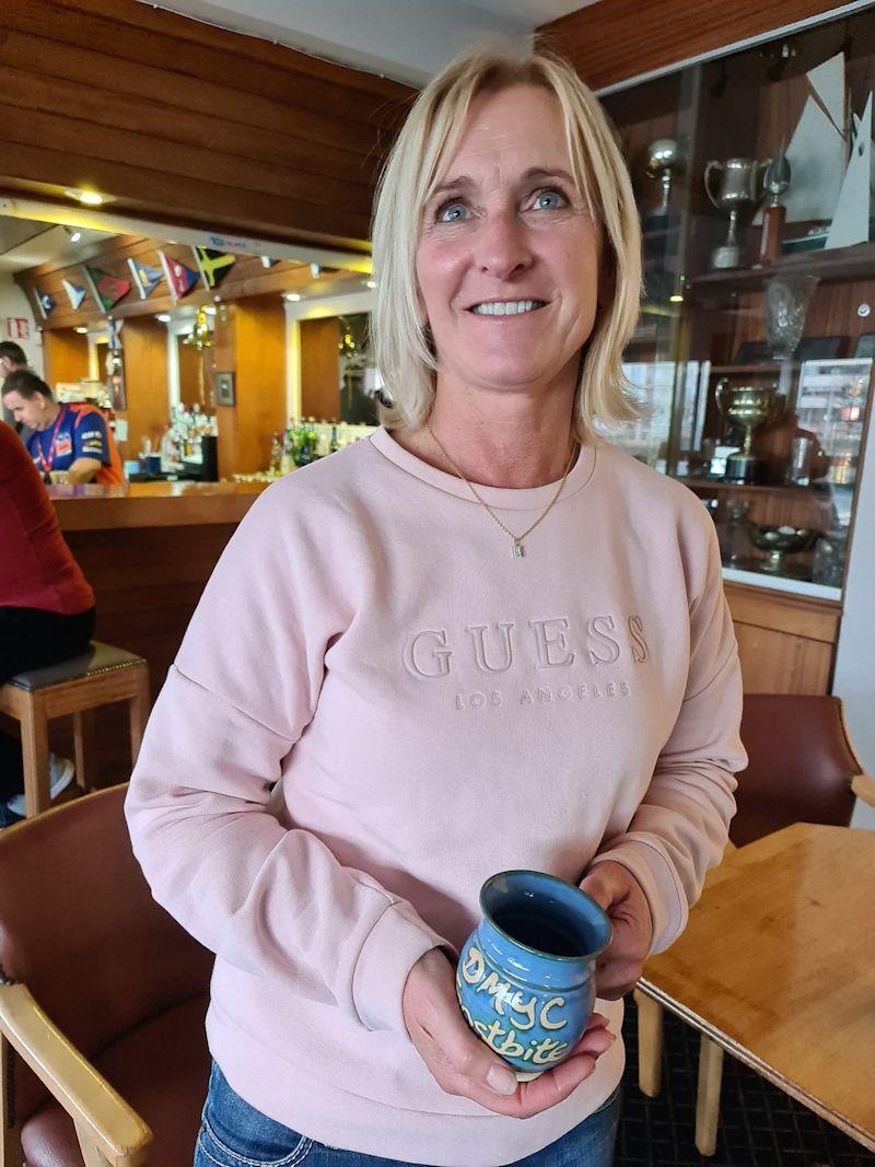 Shirley Gilmore, Frostbite Mug winner - Viking Marine DMYC Frostbite Series 2 photo copyright Frank Miller taken at Dun Laoghaire Motor Yacht Club and featuring the ILCA 6 class