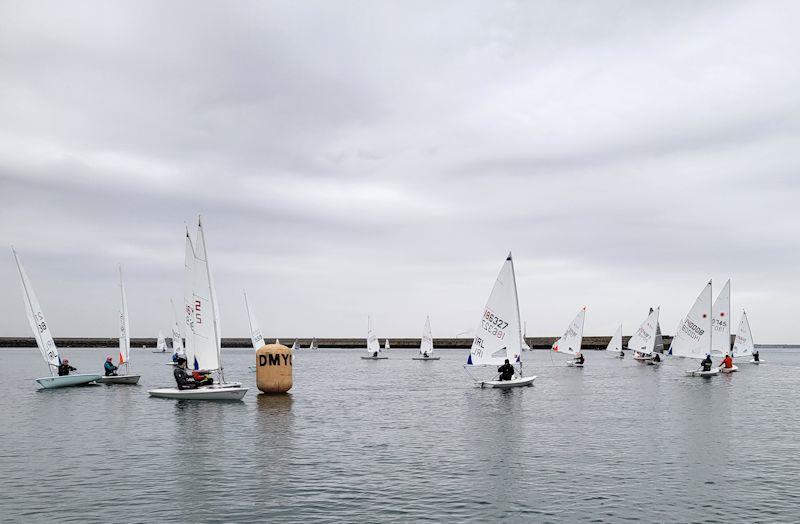 Light weather conditions for ILCAs at the weather mark - Viking Marine DMYC Frostbite Series 2 day 12 photo copyright Ian Cutliffe taken at Dun Laoghaire Motor Yacht Club and featuring the ILCA 6 class