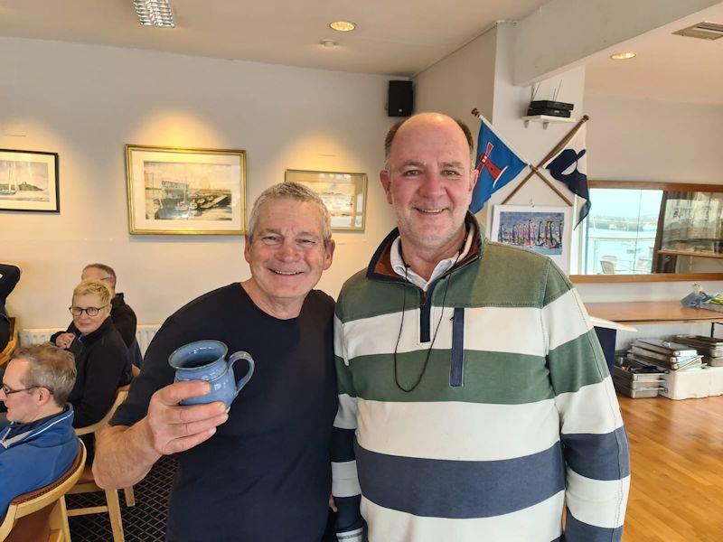 Dave Coleman (L), ILCA 6 Mug winner - Viking Marine DMYC Frostbite Series 2 day 12 - photo © Frank Miller