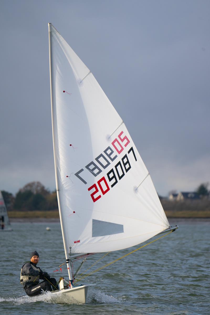 James Hutton-Penman narrowly missing a club double in the Royal Corinthian Yacht Club SnowGlobe photo copyright Petru Balau Sports Photography / sports.hub47.com taken at Royal Corinthian Yacht Club, Burnham and featuring the ILCA 6 class