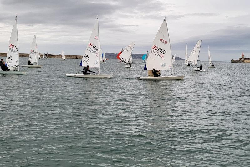  Daniel O'Connor (211260) leads Darren Griffin (219867) and Brendan Hughes (207559) around the weather mark - Viking Marine DMYC Frostbite Series 1 final day photo copyright Ian Cutliffe taken at Dun Laoghaire Motor Yacht Club and featuring the ILCA 6 class