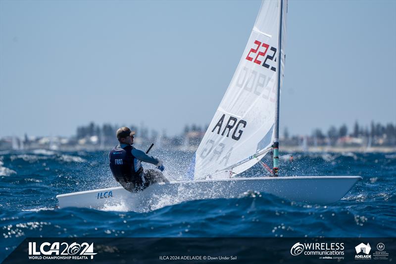 Argentina's Franco Riquelme Antonetti leads the ILCA6 Apprentice division - 2024 ILCA Masters World Championships photo copyright Harry Fisher / Down Under Sail taken at Adelaide Sailing Club and featuring the ILCA 6 class