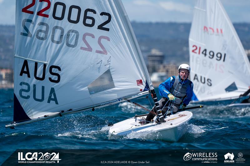 Peter Heywood sits fourth overall in the ILCA6 Legends division - 2024 ILCA Masters World Championships photo copyright Harry Fisher / Down Under Sail taken at Adelaide Sailing Club and featuring the ILCA 6 class