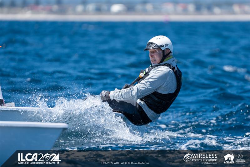 Peter Seidenberg competing in the Legends division - 2024 ILCA Masters World Championships photo copyright Harry Fisher / Down Under Sail taken at Adelaide Sailing Club and featuring the ILCA 6 class