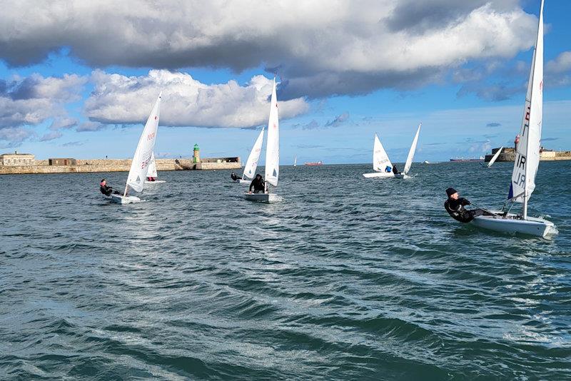 Viking Marine DMYC Frostbites series 2 - ILCA 6s at the weather mark photo copyright Ian Cutliffe taken at Dun Laoghaire Motor Yacht Club and featuring the ILCA 6 class