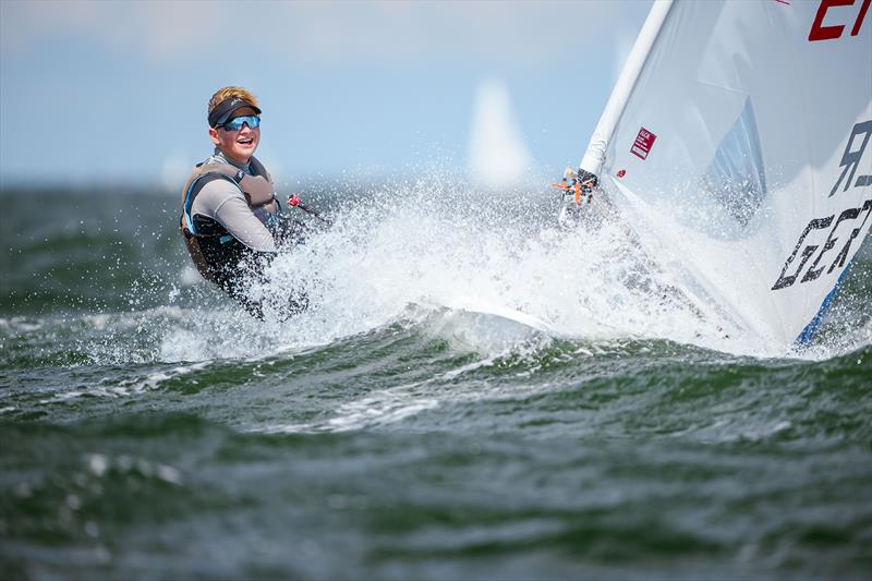 Can sailing be more beautiful? The Kiel ILCA-6 talent Tom Struve is clearly having fun in the fresh to strong winds in the steep waves. Many of the participants reached their limits - photo © Sascha Klahn