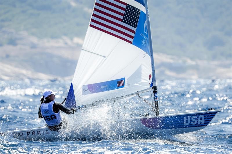 Erika Reineke (Ft. Lauderdale, FL) scores all single digit scores during today's racing in the Women's Dinghy event at the Paris 2024 Olympics photo copyright Sailing Energy / US Sailing Team taken at  and featuring the ILCA 6 class