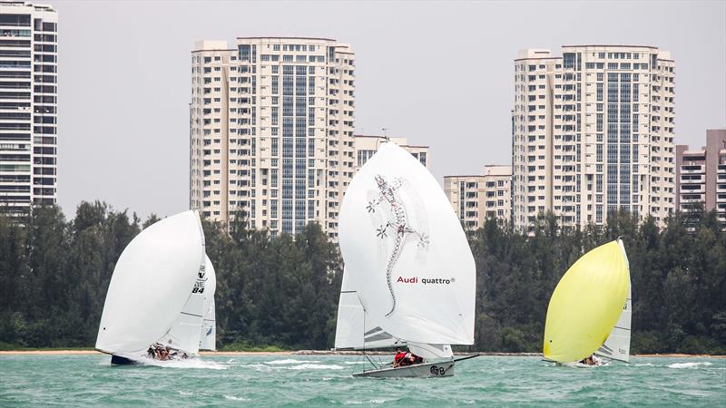 SB20s racing on day 3 of the Singapore Straits Regatta photo copyright Icarus Sailing Media taken at ONE15 Marina Club and featuring the SB20 class