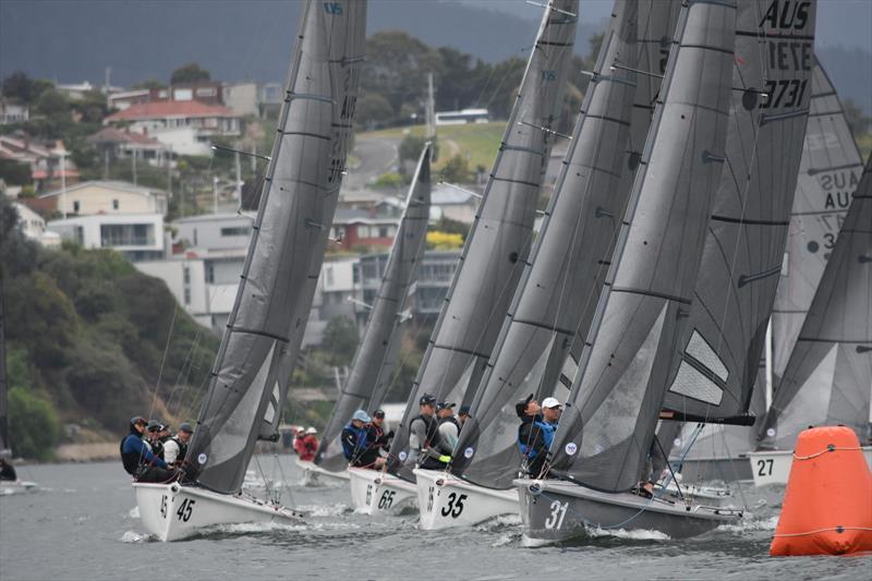 Export Roo leads the fleet at the top mark on day 2 of the SB20 Australian Championship photo copyright Jane Austin taken at  and featuring the SB20 class