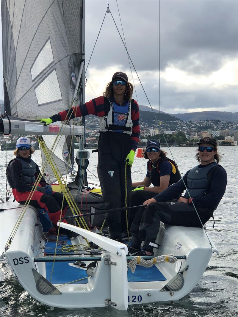 The Taz Racing Team Ed Broadby, Eddie Reid, Hugo Allison and Will Sargent during the SB20 Pre-Christmas Summer Pennant Series photo copyright Jane Austin taken at Derwent Sailing Squadron and featuring the SB20 class