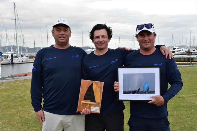 2021 SB20 Australian Championship: Second Overall, Export Roo (l-r) Michael Cooper, David Chapman & Sam Tiedemann photo copyright Jane Austin taken at Derwent Sailing Squadron and featuring the SB20 class