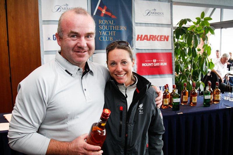 SB20 sailors Jerry Hill & Helena Lucas MBE at the Mount Gay Rum June Summer Regatta prize giving photo copyright Paul Wyeth / www.pwpictures.com taken at Royal Southern Yacht Club and featuring the SB20 class