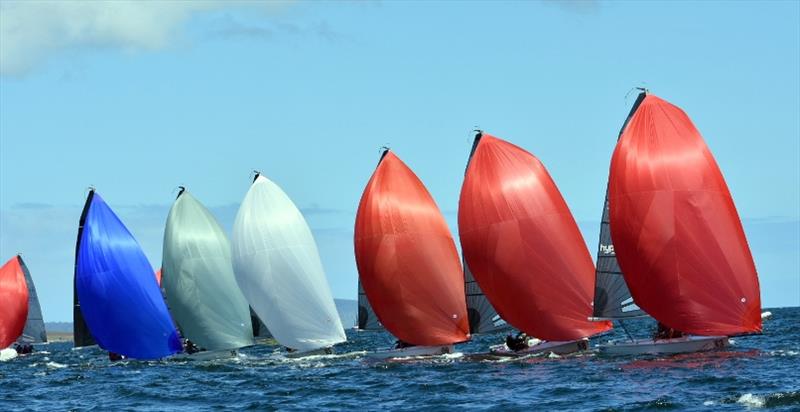 Day 4 - Spinnakers power the SB20 downwind – SB20 World Championship photo copyright Jane Austin taken at Royal Yacht Club of Tasmania and featuring the SB20 class