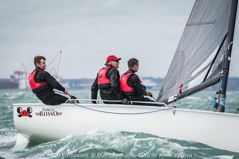 Porco Rosso crew racing on Dublin Bay - 2018 SB20 European Championship photo copyright Anna Zykova taken at Royal Irish Yacht Club and featuring the SB20 class