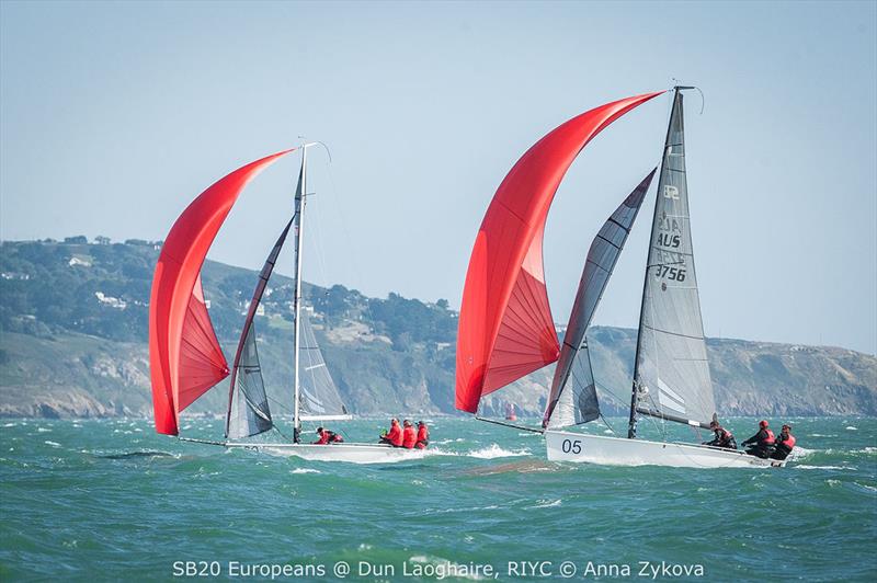 Tasmanian SB20 Porco Rosso in full flight - 2018 SB20 European Championship photo copyright Anna Zykova taken at Royal Irish Yacht Club and featuring the SB20 class