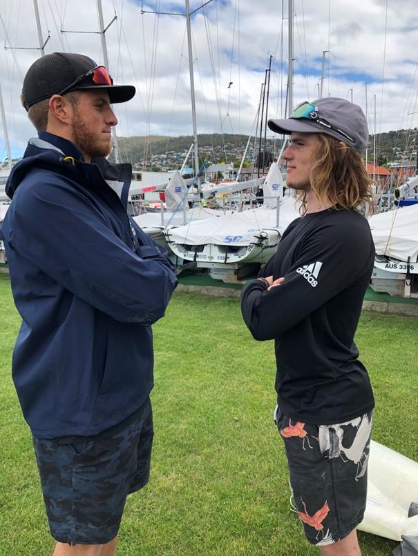 Jock Calvert (Difficult Woman) and Will Sargent (Taz Racing Team) - SB20 Australian Championship photo copyright Jane Austin taken at Derwent Sailing Squadron and featuring the SB20 class