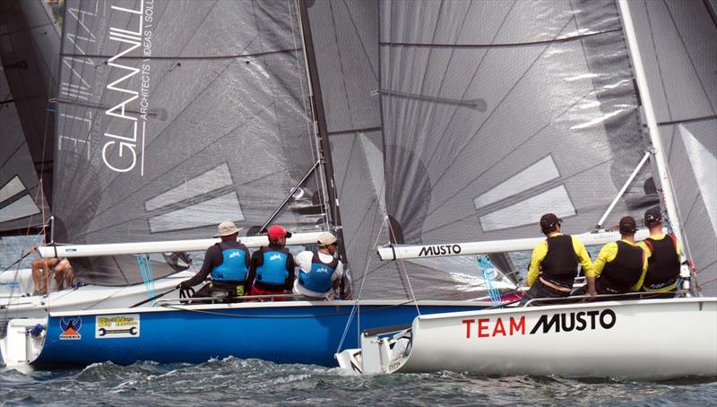 SB20s in close racing during their Tasmanian championship, sailed as part of the Crown Series Bellerive Regatta.  - photo © Ed Glover